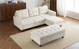 Sleeper Sectional Chenille L Shaped With Chaise Beige - Furniture Home Direct