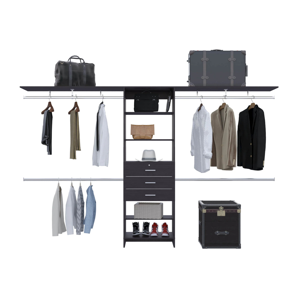 Closet System With Drawers Shelves Engineered Wood Black - Furniture Home Direct