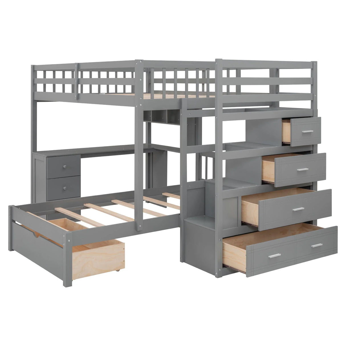 Bunk Bed With Desk, Drawers And Shelves - Furniture Home Direct