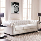 Traditional Tufted Leather Chesterfield Nailhead Sofa - Furniture Home Direct