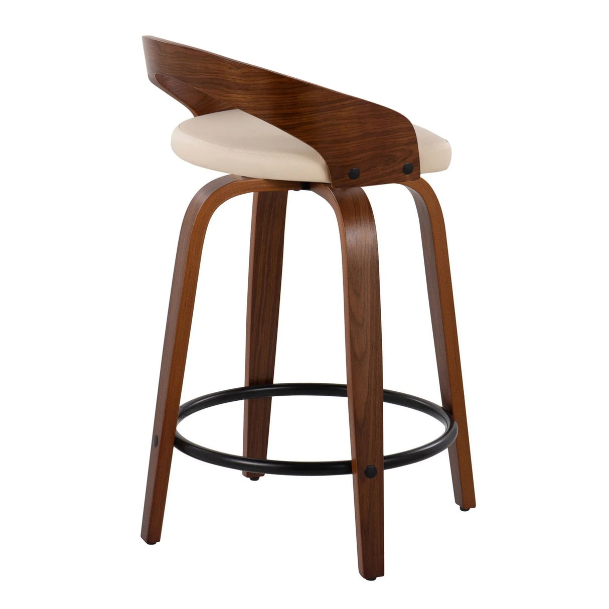 Grotto - Mid-Century Modern Fixed Height Counter Stool & Swivel With Round Footrest (Set of 2) - Furniture Home Direct