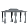 Outsunny - Patio Gazebo, Outdoor Gazebo Canopy Shelter With Curtains, Vented Roof, Steel Frame For Garden, Lawn, Backyard And Deck, - Sage Gray - Furniture Home Direct