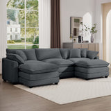 Modern Oversized Modular Cushion Sofa With Ottoman, Low Back, Deep Seating Sofa Set - Furniture Home Direct