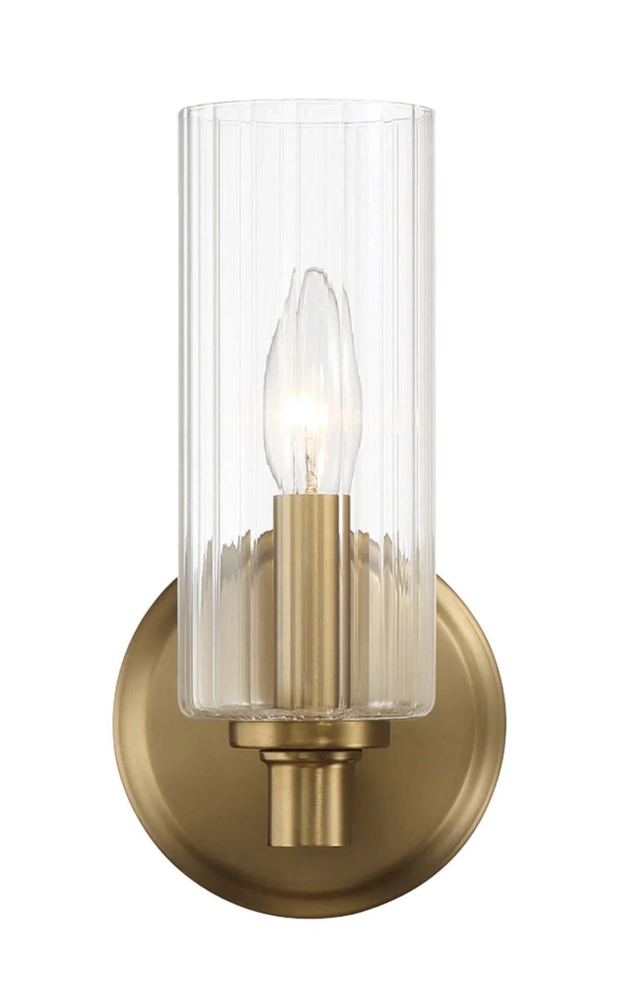 Jardin - Single Light Wall Sconce With Clear Ribbed Satin - Clear / Gold - Furniture Home Direct