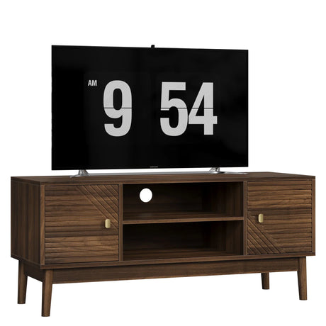 Mid Century Modern TV Stand Entertainment Center With Storage - Walnut - Furniture Home Direct