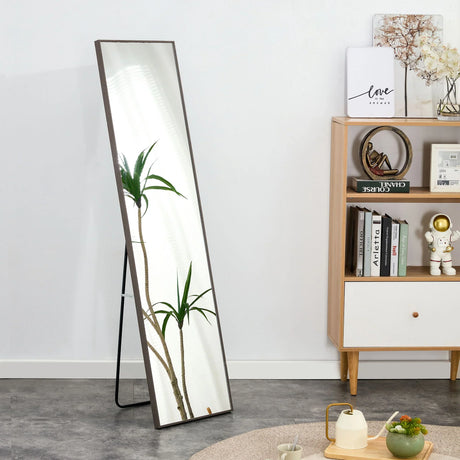 Solid Wood Frame Minimalist Mirror, Bathroom Bedroom Wall Mirror. Enhance Modern Interior Design - Gray / Transparent - Furniture Home Direct