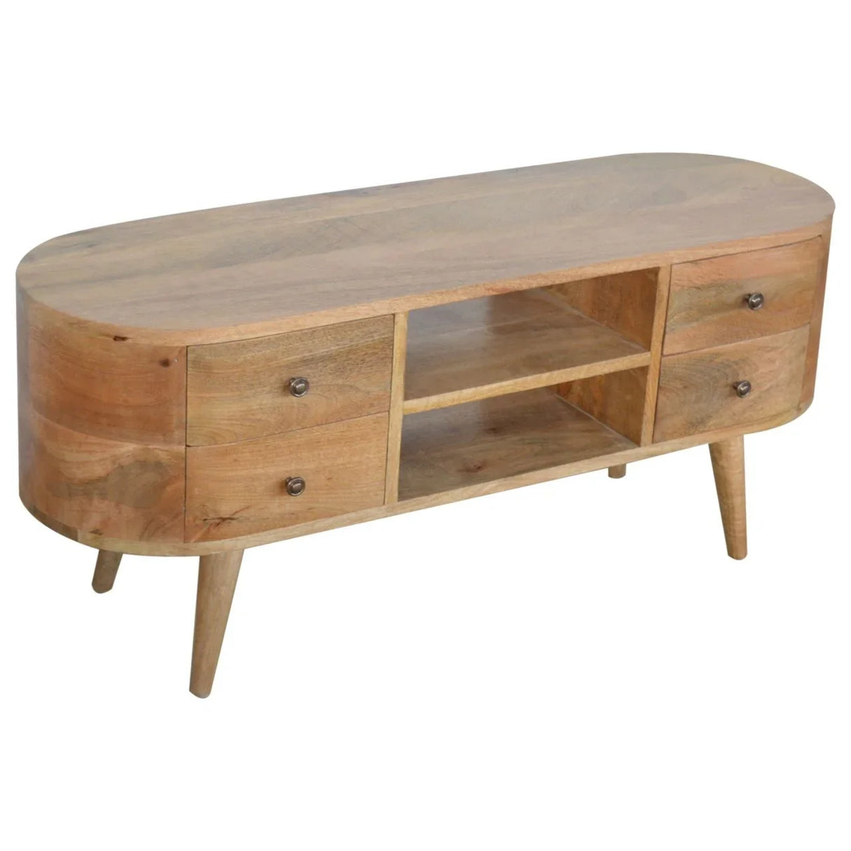 Rounded Entertainment Unit - Oak - Furniture Home Direct