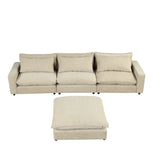 Cloud Sectional with Ottoman, Charging Ports and Three Back Pillows - Beige - Furniture Home Direct