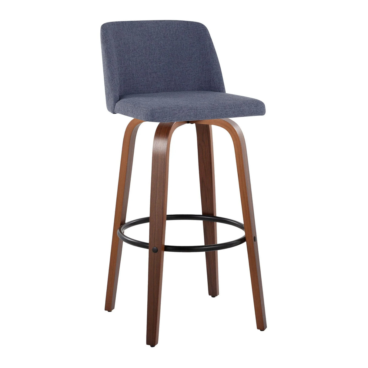 Toriano - Mid Century Modern Fixed Height Barstool Swivel And Round Footrest (Set of 2) - Furniture Home Direct
