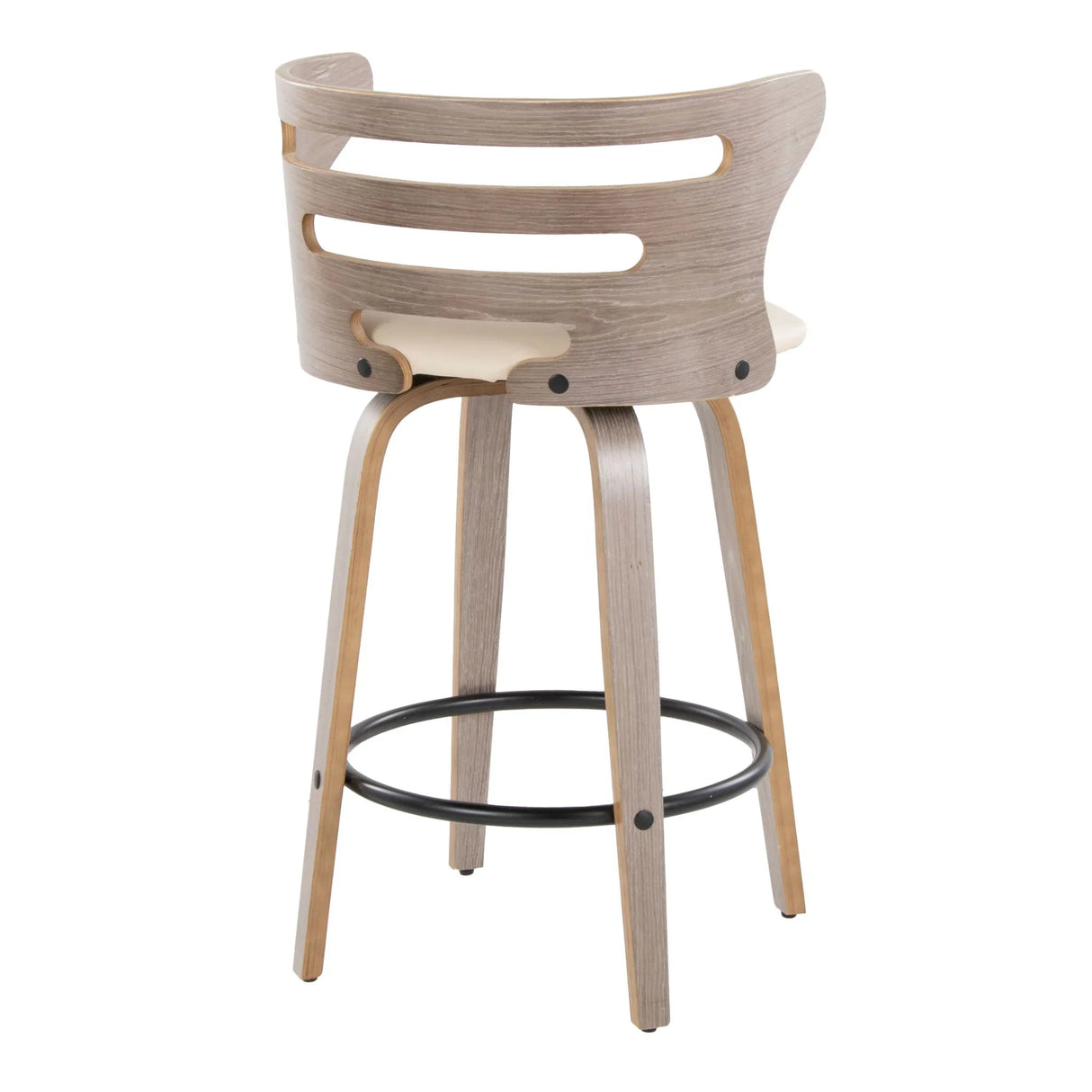 Cosini - Mid Century Modern Fixed Height Barstool With Swivel And Round Footrest (Set of 2) - Furniture Home Direct