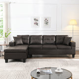 Sectional Sofa Left Chaise Faux Leather Chocolate Brown - Furniture Home Direct