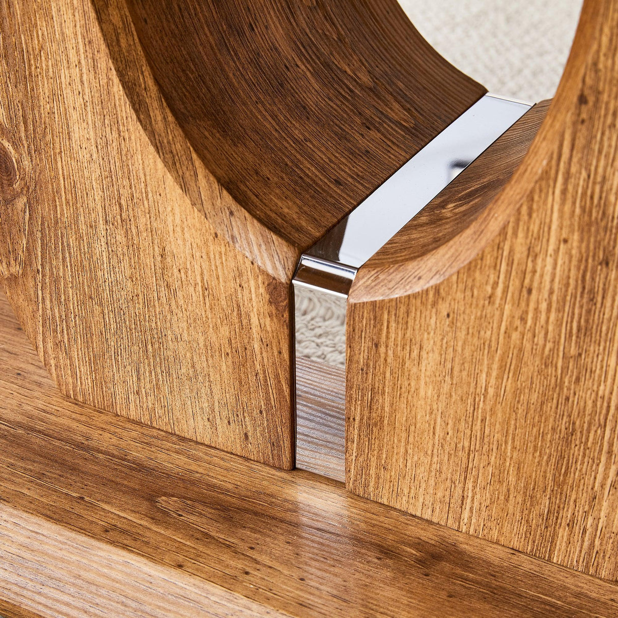 Coffee Table Set With Circular Arc Base And Wood Tone - Furniture Home Direct