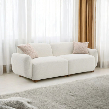 Darius - Boucle Sofa With 2 Toss Pillows - Beige - Furniture Home Direct