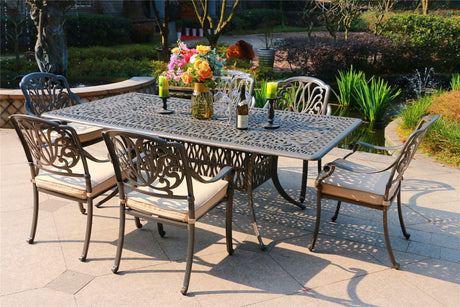 Rectangular Long Dining Set With Sunbrella Cushions - Furniture Home Direct