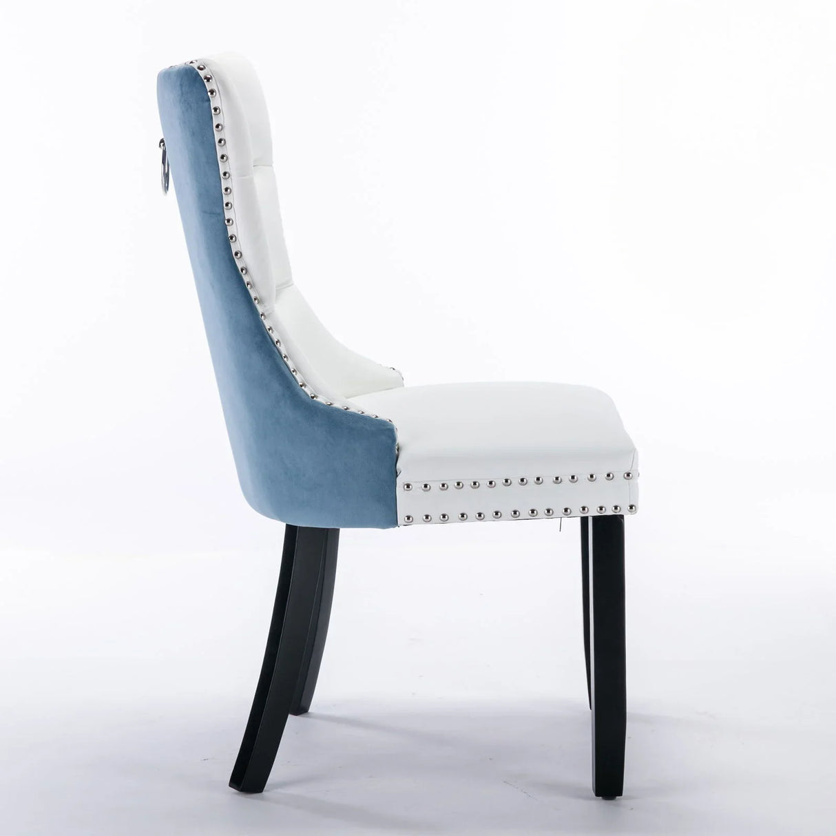 Nikki - Modern, High-End Tufted Solid Wood Contemporary PU And Velvet Upholstered Dining Chair With Wood Legs Nailhead Trim (Set of 2) - Furniture Home Direct