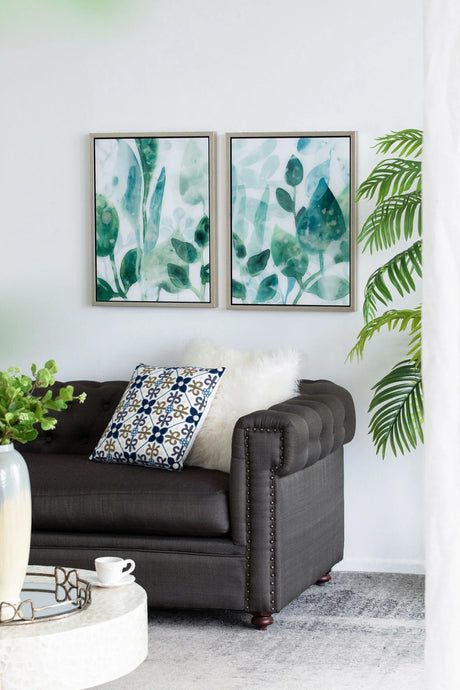 Framed Acrylic Printed Wall Art (Set of 2) - White / Green - Furniture Home Direct