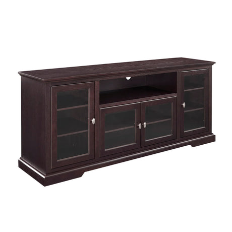 Transitional Classic 70" TV Stand For 80" TVs With 4 Glass Doors - Furniture Home Direct