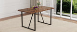 Dining Table Herringbone Wood Top And Metal Base Black - Furniture Home Direct