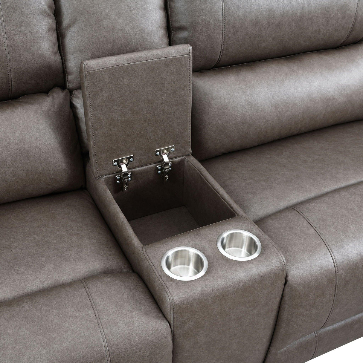 Kantu - Synthetic Leather Power Sectional Sofa - Brown - Furniture Home Direct