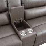 Kantu - Synthetic Leather Power Sectional Sofa - Brown - Furniture Home Direct