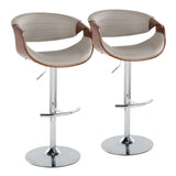 Symphony - Mid Century Modern Adjustable Barstool & Swivel With Rounded T Footrest (Set of 2) - Furniture Home Direct