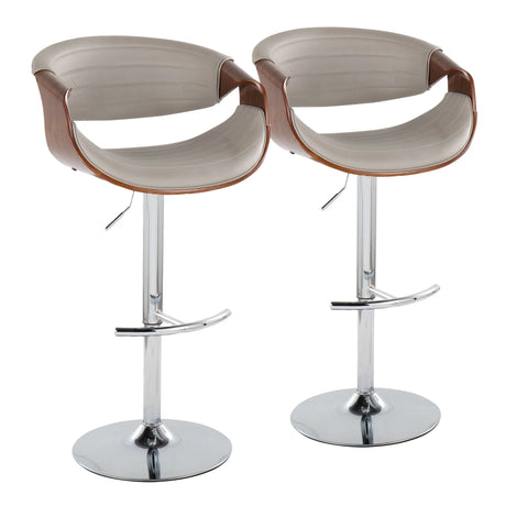 Symphony - Mid Century Modern Adjustable Barstool & Swivel With Rounded T Footrest (Set of 2) - Furniture Home Direct
