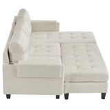 Sleeper Sectional Chenille L Shaped With Chaise Beige - Furniture Home Direct