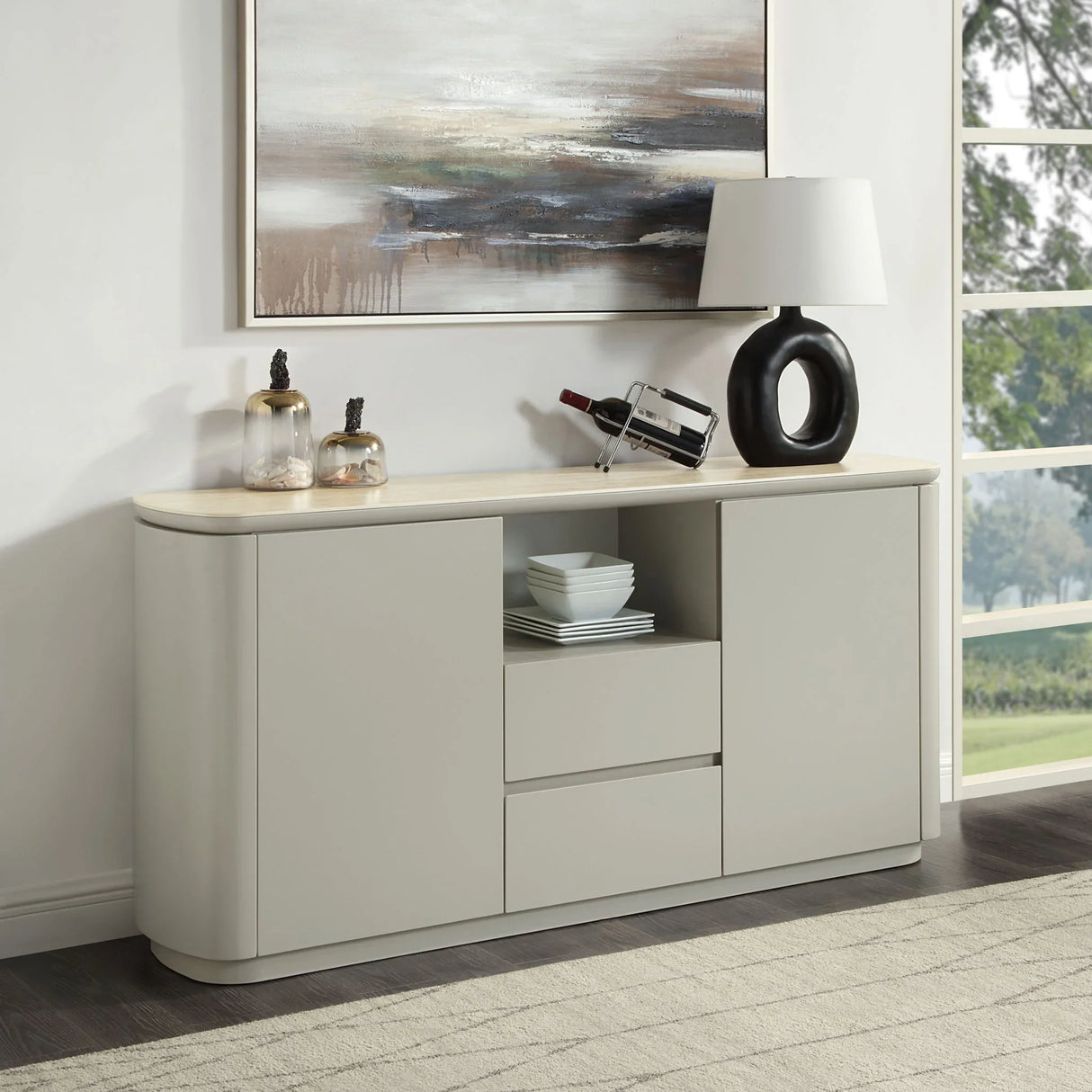 Ingram - Ceramic Top Server - Light Gray - Furniture Home Direct