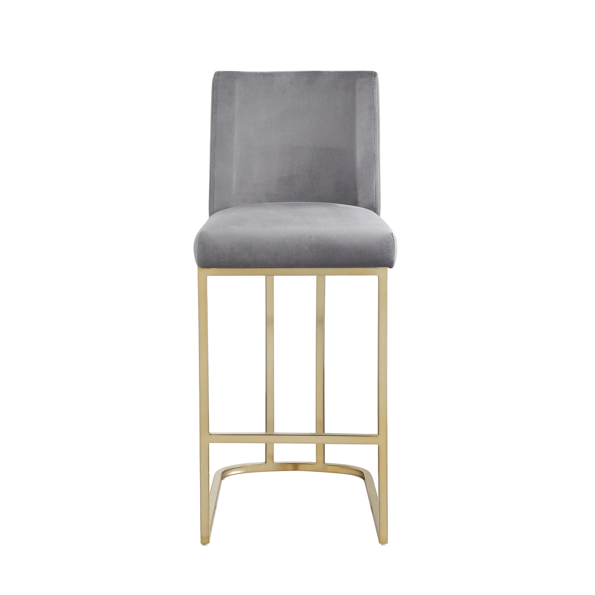 Counter Height Stool With Back Velvet Gold Frame Gray - Furniture Home Direct