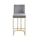 Counter Height Stool With Back Velvet Gold Frame Gray - Furniture Home Direct