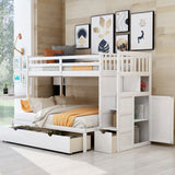 Bunk Bed, Convertible Bottom Bed, Storage Shelves And Drawers - Furniture Home Direct