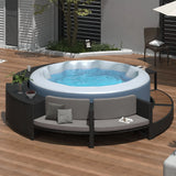 Spa Surround Spa Frame Patio Rattan Sofa Set With Storage Spaces, Mini Sofa And Comfortable Cushion For Patio, Backyard - Furniture Home Direct