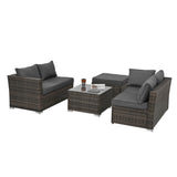 5 Piece Wicker Patio Sectional Set - Gray - Furniture Home Direct