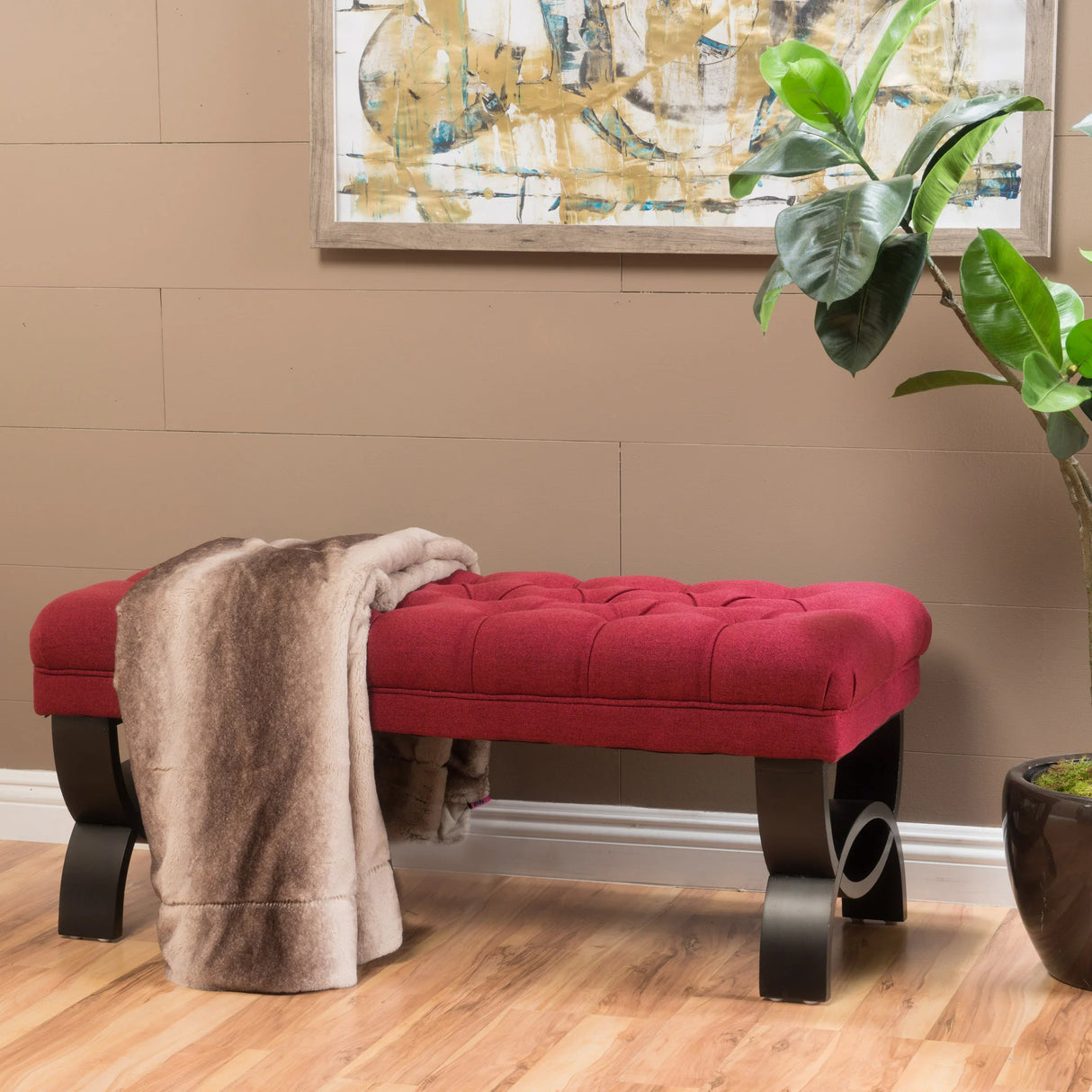HILTON Bench with Button-Tufted Diamond Stitching - Furniture Home Direct