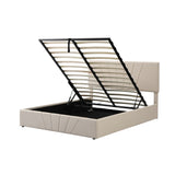 Storage Bed With Lift Platform Upholstered Queen Beige - Furniture Home Direct