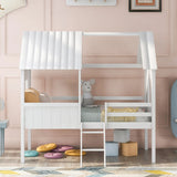 Low Loft Wooden House Bed With Two Side Windows - Furniture Home Direct