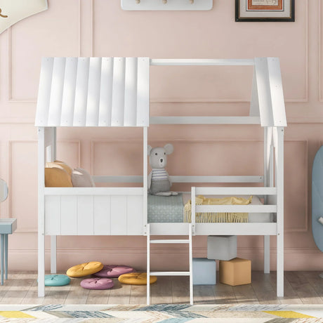 Low Loft Wooden House Bed With Two Side Windows - Furniture Home Direct