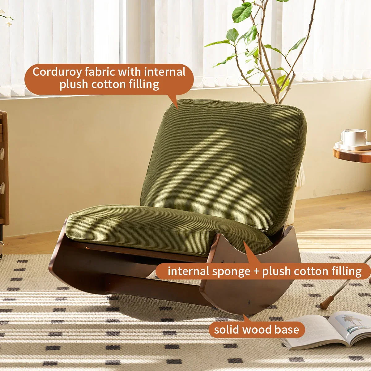 Comfortable High-Quality Upholstery Glider Rocking Chair - Furniture Home Direct