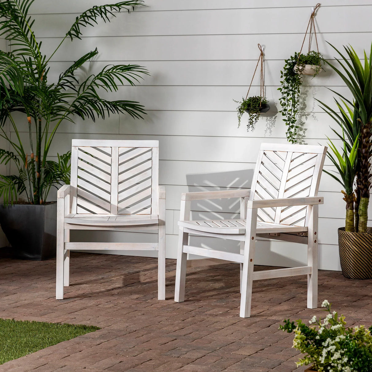 Modern 2 Piece Chevron Patio Chairs - Furniture Home Direct