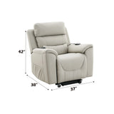 Marsha - Silicone Synthetic Leather Power Motion Recliner With Lift Heating Massage Chair - Light Gray - Furniture Home Direct