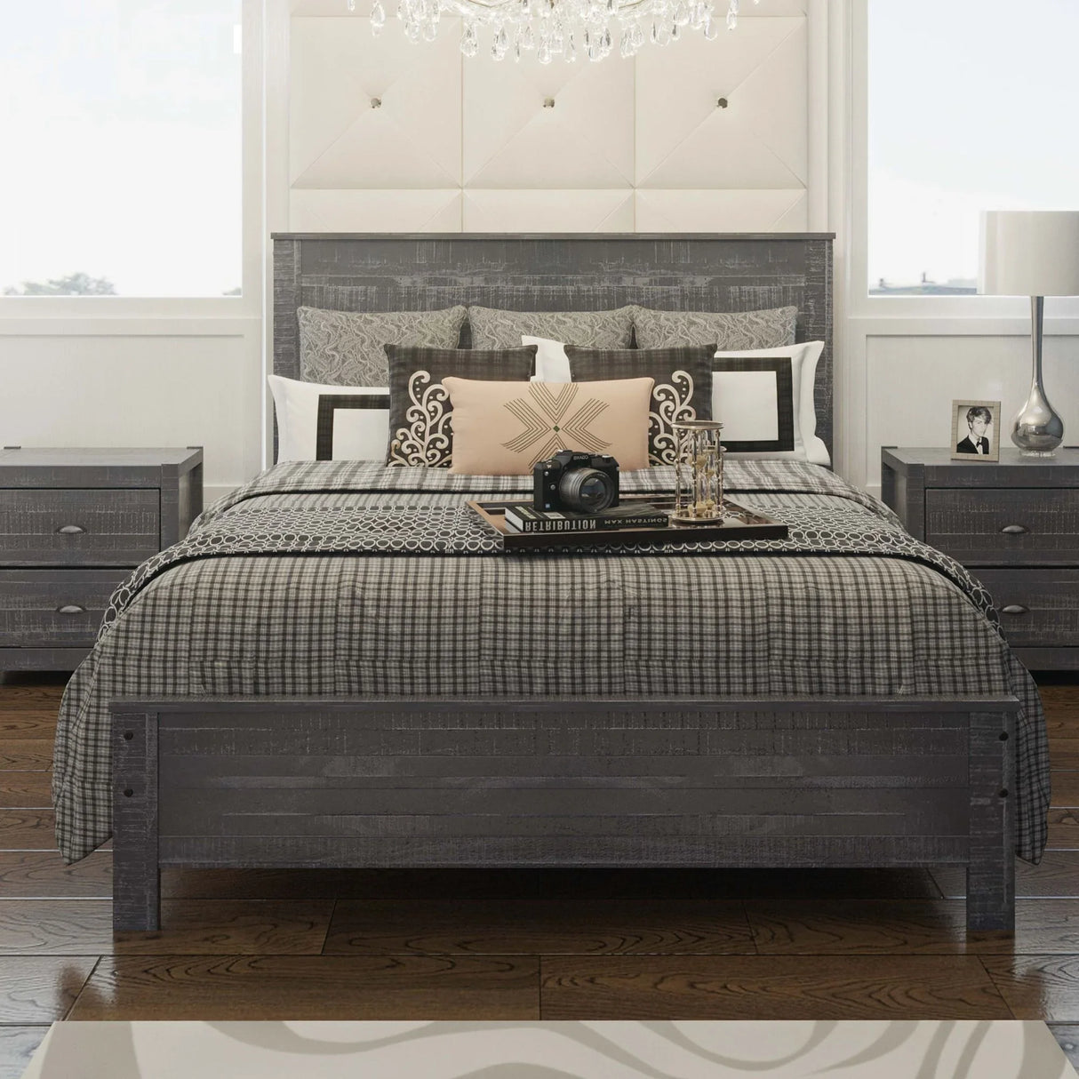 Albany - Bed Frame With Headboard, Heavy Duty Modern Rustic Design - Furniture Home Direct