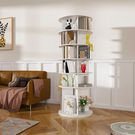Free Standing 360° Revolving Shoe Organizer for 24 Pairs of Shoes (6-Tier White) - Furniture Home Direct