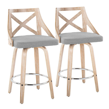Charlotte - Farmhouse Fixed Height Counter Stool With Swivel And Round Footrest (Set of 2) - Furniture Home Direct
