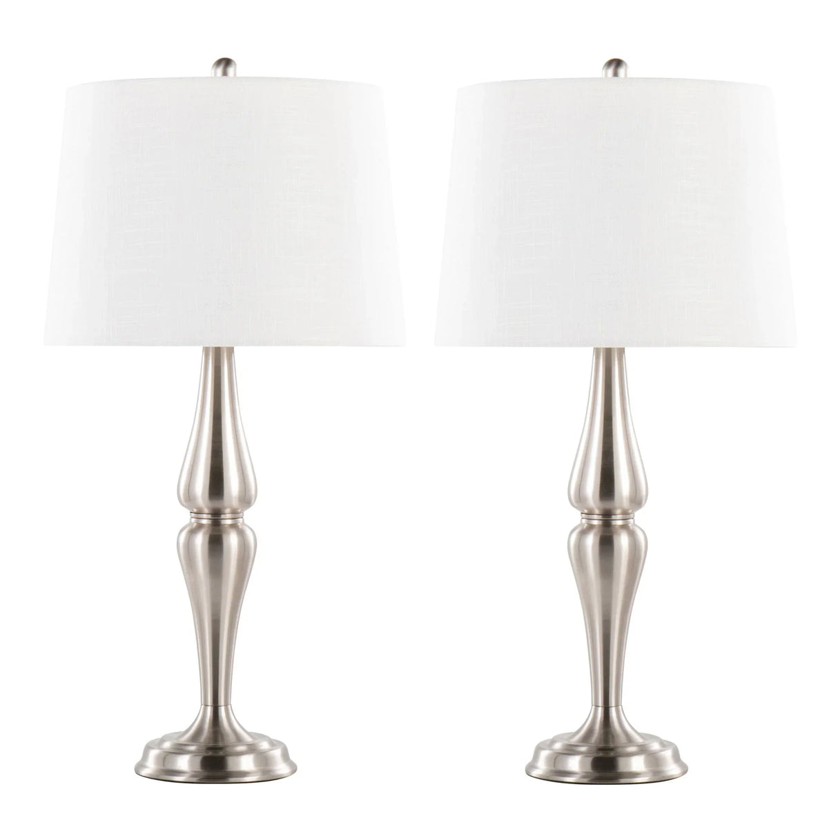 Sawyer - Contemporary Table Lamp (Set of 2) - Nickel / White - Furniture Home Direct