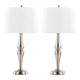 Sawyer - Contemporary Table Lamp (Set of 2) - Nickel / White - Furniture Home Direct