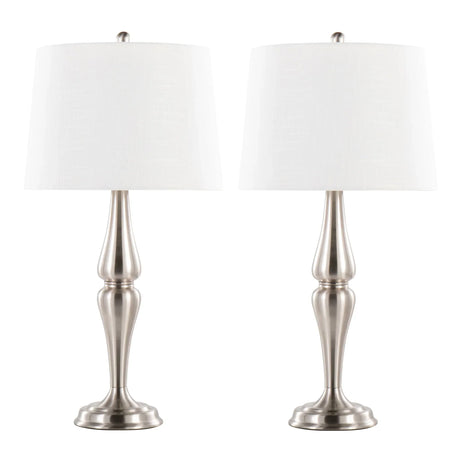 Sawyer - Contemporary Table Lamp (Set of 2) - Nickel / White - Furniture Home Direct