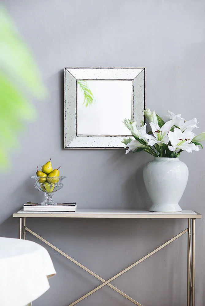 Distressed Accent Mirror, Traditional Style Framed Wall Mirror For Living Room - Furniture Home Direct