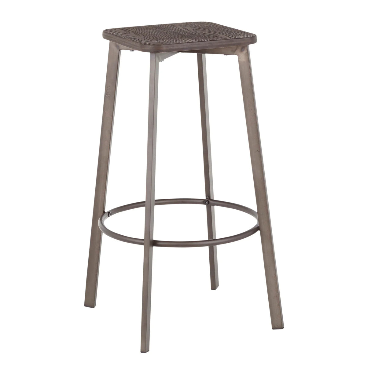 Clara - Industrial Square Barstool (Set of 2) - Espresso - Furniture Home Direct