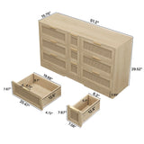 Elegant Rattan Locker With 9 Drawers, Metal Handles - Furniture Home Direct