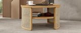 Round Coffee Table With Storage Caned Sides Natural - Furniture Home Direct